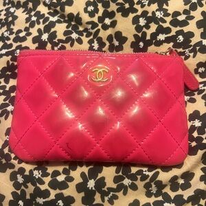 CHANEL Vibrant Pink Quilted Clutch